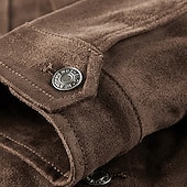 abordables Vestes en Suède Synthétique-Homme Veste Légère Veste en faux suède Vacances Quotidien Avec Poches Printemps Automne Uni Mode Classique Revers Régulier Noir Kaki Café Gris Veste