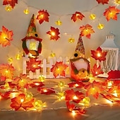 cheap Halloween Lights-Halloween Solar Pumpkin Maple Leaf Fairytale String Lights 6.5m 30LED Outdoor Waterproof Garden Lights Thanksgiving Halloween Party Atmosphere Home Balcony Terrace Yard Porch Decoration
