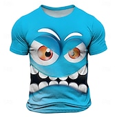 voordelige 3D T-shirts-Voor heren Tekenfilm 3D T-shirt Korte mouw T-shirt 3D-afdrukken Strakke ronde hals Overhemd Modieus overdreven Dagelijks Feest Straat Casual blauw Paars Oranje Zomer Lente Alle seizoenen Kleding S M