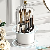 preiswerte Aufbewahrung &amp; Organisation-Make-up-Pinsel-Organizer im Vogelkäfig-Design, staubdicht, drehbar, für Kosmetik, Schreibtisch, Trennwand, Halter für Pinsel, Stifte, Werkzeuge, Kosmetikzubehör