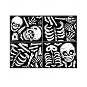 cheap Decals &amp; Stickers-4 Sheets Halloween Skeleton and Ghost Window Decals Wall Sticker, Spooky Skull Pumpkin Spider Door and Wall Clings for Halloween Party Home Window Decorations