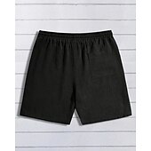 お買い得  クラシック-男性用 ショーツ リネンショーツ サマーショーツ ビーチショーツ ポケット 弾性ウエスト ドローストリング 平織り 履き心地よい 高通気性 ショート バケーション 祝日 ビーチ ハワイアン ボヘミアン ブラック ネイビーブルー