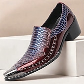 economico Mocassini in pelle premium-Mocassini in pelle di lusso bordeaux e blu con texture coccodrillo per uomo - Scarpe da cerimonia per uomini alla moda in eventi formali e serate fuori