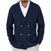 economico Maglioni Cardigan da uomo-Per uomo Felpa Cardigan A Coste Maglia Top Regolari Lavorato a maglia Semplice Dentellato Moderno Contemporaneo Elegante casual Ufficio Casuale Abbigliamento Primavera &amp; Autunno Nero Blu scuro S M L