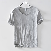 abordables T-shirts en Coton et Lin-Homme T-shirt en coton T-shirt Manches courtes Col ras du cou Été Uni Mode Designer Basique Style Classique Vacances Rue Sortir Blanche Noir Bleu T-shirt haut de gamme pour homme