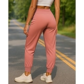 billiga Löparbyxor och tights-Dam Joggingbyxor Träningsbyxor Ficka Snörning Hög midja Underdelar Fritids- Gym Träningspass Snabb tork Fuktabsorberande Andningsfunktion Gymträning Utomhus Löpning Normal Sportkläder Sportkläder