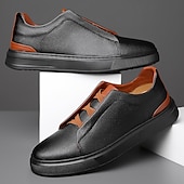 preiswerte Sneaker für Herren-weiße Freizeit-Sneaker für Herren mit braunen Akzenten bequeme Alltagsschuhe für Büro und Reisen