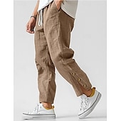 baratos Clássico-Homens Calças de linho Calças Calça verão Calças de praia Cintura elástica Com Cordão Tecido Conforto Respirável Mimolet Ao ar livre Casual Diário Férias Moda Branco Verde Tropa Sem Elasticidade