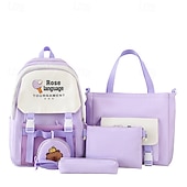 economico Zaini per Bambini e Adolescenti-Set di 4 zaini rosa per il ritorno a scuola per ragazze – include zaino, borsa, astuccio e portamonete – design simpatico con cartoni animati, leggero e resistente