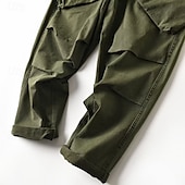 baratos Calças Cargo-Homens Calças Cargo Calças Cintura elástica Com Cordão Bolso multi Tecido Vestível Ao ar livre Diário Acampar e Caminhar Moda Clássico Verde Cáqui