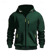 economico felpe con cappuccio da uomo di base-Per uomo Felpa con cappuccio Felpa con cappuccio a zip intera Nero Bianco Vino Blu marino Blu Reale Con Cappuccio Semplice Con zip Tasca Sport &amp; Outdoor Quotidiano Ferie Poliestere Streetwear