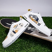 abordables Baskets-Homme Basket Marche Occasionnel Cuir PU Confortable Antidérapant Respirant À lacets Blanc + Noir Blanc / Jaune Rose / Blanc Été Printemps