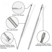 levne Osobní péče a zdraví-Sada sběračů ušního mazu z nerezové oceli, sada nástrojů pro odstraňování ušního mazu pro čištění uší, masáž a odstraňování ušního mazu, bezpečné a odolné příslušenství pro osobní hygienu