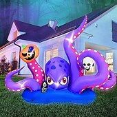 economico Piscine per bambini-gonfiabile gigante a forma di polpo di Halloween con zucca e teschio, decorazione per esterni a LED