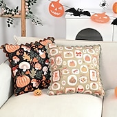billige Putetrekk-1 stk. halloween putetrekk, gresskar geometrisk uformelt firkantet glidelås tradisjonell klassisk