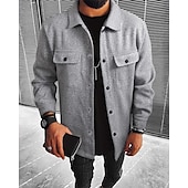 abordables Manteaux &amp; vestes-Homme Veste Légère Chemise Veste Veste Décontractée Chemise Vacances Quotidien Respirant Avec Poches Printemps Automne Uni Mode Classique Revers Régulier Noir bleu marine Kaki Gris Claire Vert