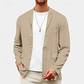 economico Blazer Classici da Uomo-Per uomo Blazer Affari Cocktail party Ricevimento di matrimonio Moda Casual Primavera Autunno Poliestere Semplice Tasca Bottoni Confortevole Monopetto Giacca Giallo Verde chiaro Blu marino Marrone