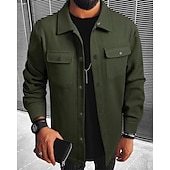abordables Manteaux &amp; vestes-Homme Veste Légère Chemise Veste Veste Décontractée Chemise Vacances Quotidien Respirant Avec Poches Printemps Automne Uni Mode Classique Revers Régulier Noir bleu marine Kaki Gris Claire Vert