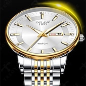 preiswerte Quarz-Uhren-Die neue Edelstahlband große Ziffernblatt modische Herren Business Uhr mit IPX7 Wasserbeständigkeit leuchtendem Kalender und Tagesanzeige Freizeit Quarz Uhr einfache und vielseitige Herren Sport
