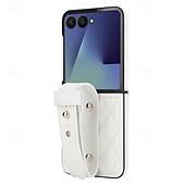 cheap Samsung Cases-Phone Case For Samsung Galaxy Z Flip 7 Z Flip 6 Z Flip 5 Z Flip 4 Z Flip 3 Back Cover with Wrist Strap Shockproof Retro TPU PU Leather
