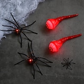 abordables Halloween intérieur-Lot de 2 araignées lumineuses et 2 globes oculaires lumineux pour Halloween, décoration d&#039;ambiance de fête intérieure, lumière d&#039;ornement, lumière d&#039;horreur et d&#039;atmosphère étrange