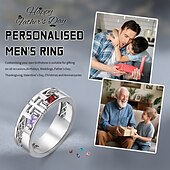 cheap Event &amp; Party Supplies-Personalized Birthstone Ring Custom Gift for Men, Custom Name Engraved Men&#039;s Ring, Perfect Gift for Dad Husband Boyfriend, Father&#039;s Day, Anniversary, Christmas, Valentine&#039;s Day