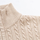 preiswerte Herrenpullover-Herren Pullover Pullover mit Viertelreißverschluss Strickpullover Zopfmuster Stricken Normale Oberteile Gestrickt Einfach Viertelreißverschluss Mode Lässig Urlaub Alltagskleidung Bekleidung Herbst