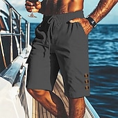 abordables Día festivo-Hombre Pantalón corto Pantalones cortos de lino Pantalones cortos de verano Pantalones cortos de playa Correa Bolsillo Cintura elástica Plano Comodidad Transpirable Corto Playa Vacaciones Festivos