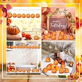 billige Halloween hengende og borddekorasjoner-24 stk. hengende halloween gresskarpynt mini høst-Thanksgiving-ballpynt, 5 cm rustikke gresskarkuler i gårdshusstil til høsttre, girlander, borddekorasjon eller høytidsdekor.