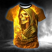 ieftine tricouri de Halloween-Halloween Bărbați Cranii #D Tricou Manșon scurt Tricou Tipărire 3D Stil Nautic Cămașă Exagerat Designer Groază Petrecere Stradă Casual Galben Albastru piscină Portocaliu Vară Primăvară Toate Sezoanele