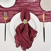 abordables Ustensiles et gadgets de cuisine-Lot de 10 serviettes en polyester de couleur unie, serviettes de table rectangulaires tissées de 20 x 20 pouces avec bordure élégante, parfaites pour la décoration de table de Noël, de vacances, de