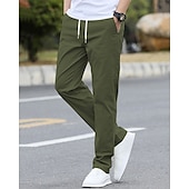economico Chino-Per uomo Pantaloni Chinos Tasca Elastico in vita Coulisse Semplice Comodità Formale Feste Lavoro Moda Stile Classico Nero Verde chiaro Micro-elastico