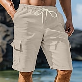 baratos Shorts de moletom-Homens Bermuda Cargo Calças de Veludo Shorts de moletom Calção Bermudas Cintura elástica Tecido Conforto Esportes Comprimento do joelho Ao ar livre Ioga Casual Férias Estilo Étnico Preto Branco Sem