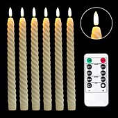 abordables Luces de velas-6 velas electrónicas de 25,5 cm con hilo giratorio para Halloween y Navidad, con varilla larga LED, ideal para interiores y exteriores, para restaurantes, fiestas, bodas, ambientes decorativos, con
