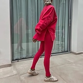 levne teplákové soupravy-Dámské Tepláková souprava Mikina s kapucí Legíny na běhání Rozparek Jednobarevné Celotělové oblečení Jaro Podzim Černá Růžová Tělocvična Výcivk Běh Vysoký pas Větruvzdorné Lehká váha Odvod vlhkosti