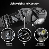 baratos Iluminação de Exteriores-farol, farol de LED super brilhante com 6 modos de iluminação, à prova d&#039;água, farol leve de LED alimentado por bateria para ciclismo, corrida, acampamento para crianças e adultos