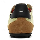billiga Herrsneakers-Herr retro gula och bruna sneakers med ventilerande ovandel och halkfri sula, sportinspirerade vardagsskor för pendling, resor och vardagsbruk