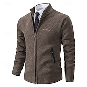 economico Maglioni Cardigan da uomo-Per uomo Felpa Maglione elegante Cardigan Maglione con Zip Maglione a maglia A Coste Maglia Top Regolari Lavorato a maglia A coste Semplice Colletto Mao Moda Scialli Casuale Abbigliamento quotidiano