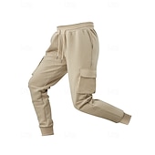 cheap Cargo-Men's Cargo Sweatpants Sweatpants Joggers Trousers Waffle Pants Drawstring Elastic Waist Multi Pocket Plain Comfort Daily Sports Outdoor Fashion Casual Wine Khaki Micro-elastic