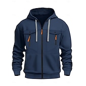 abordables sweats à capuche basiques pour hommes-Homme Sweat à capuche zippé intégral Sweat à capuche zippé Sweat à capuche tactique Noir Vert Véronèse bleu marine Kaki Gris Claire À capuche Uni Multi-poches Poches zippées Sport &amp; Loisir Quotidien