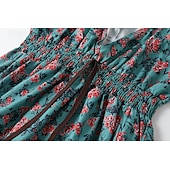 billiga Bohemklänningar-Dam Mini klänning Slipklänning Boho-klänning Västerländsk klänning Mode Klassisk Modern Utomhus Semester Helgdag Normal Blomma Ärmlös Smala axelband Grön Sommar
