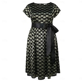 preiswerte Kleider-Retro Vintage 1950er Rockabilly Cocktailkleid A-Linien-Kleid Ausgestelltes Kleid Übergröße Blumen A-Linie Rundhals Damen Urlaub Party &amp; Abend Retro-Mottoparty Erwachsene Kleid Frühling &amp; Sommer