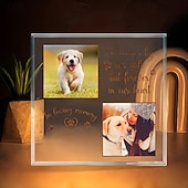 cheap Gifts-Personalized Memorial Acrylic Pet Photo Plaque Custom Sympathy Gifts For Loss Of Loved Ones Forever Loved Pet Dog Memorial Decor for Home Bedroom Decor Tribute to Beloved Pup