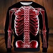 levne Halloween mikiny a svetry-Halloween Den mrtvých lebka pánská 3D kostra mikina punk párty dlouhý rukáv kulatý výstřih dovolená halloween sváteční kulatý výstřih 3D grafika podzim celá roční období designér