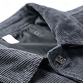 cheap Cargo Jackets-Men&#039;s Corduroy Jacket Cargo Jacket Casual Jacket Vacation Daily Pocket Fall Winter Plain Fashion Classic Lapel Regular Black Khaki Coffee Gray Jacket