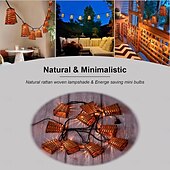 cheap LED String Lights-Rattan Decorative String Lights Boho String Lights with 20 Mini Bulbs  Weatherproof Lantern Style Patio Lights for Indoor/Outdoor Home Decor Pergola Porch Party and Backyard