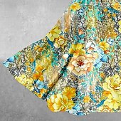 billiga Skriv ut blommiga klänningar-Dam Midiklänning Vardagsklänning Sommarklänning Mode Modern Dagligen Strand Helgen Normal Blomma Kortärmad V-hals Gul Sommar Vår
