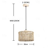 economico Luci a sospensione-Lampada a sospensione artistica country, materiale in legno di rattan, altezza 16 cm, luce bianca calda/bianca, E26 E27, catena regolabile