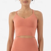 preiswerte Sport-BHs &amp; Westen-Damen Yoga Crop Tank Top Sport-BH Unterwäsche Medium Unterstützung Bürgellos Gefüttert Einfarbig Sport Sportkleidung Hellrosa Meerblau Pilates Laufen Yoga