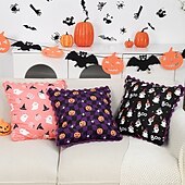 お買い得  装飾用クッションカバー-ハロウィン用枕カバー1枚、ゴースト幾何学模様、カジュアルスクエアジッパー、伝統的クラシック